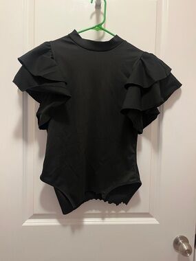 Black Ruffle Sleeve Women’s Top